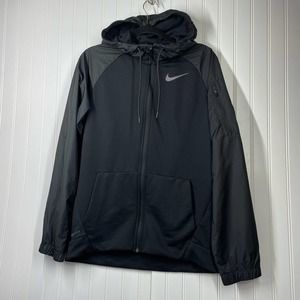 Nike Dri Fit Men’s Black Long Sleeve Hooded Windbreaker Jacket Size Small